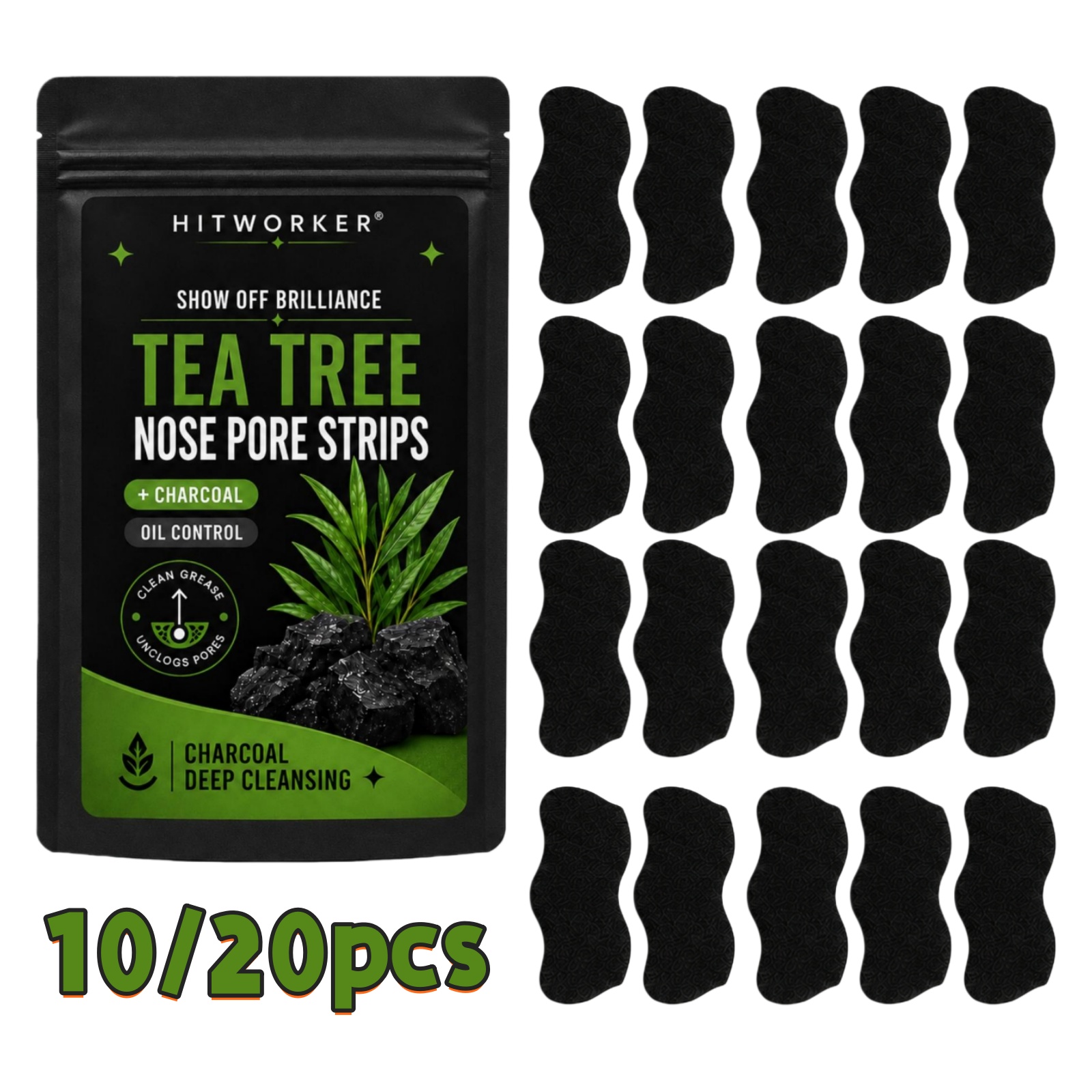 Charcoal Pore Strip - 10/20 Stuks Zwarte Mee-eter Verwijderaar Neusstrips,